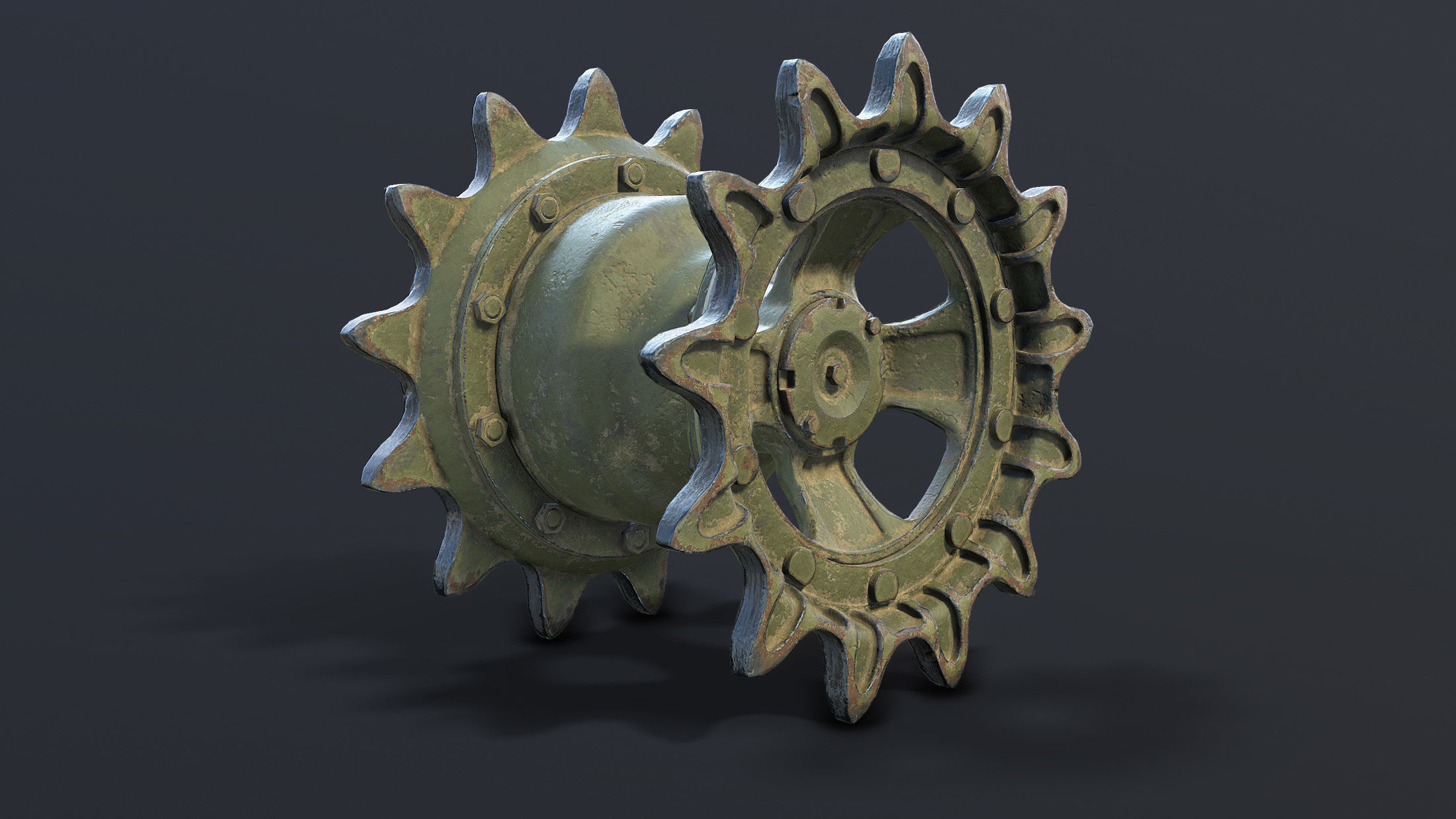 T-55 Tank Wheels Set Low-poly 3D model_11