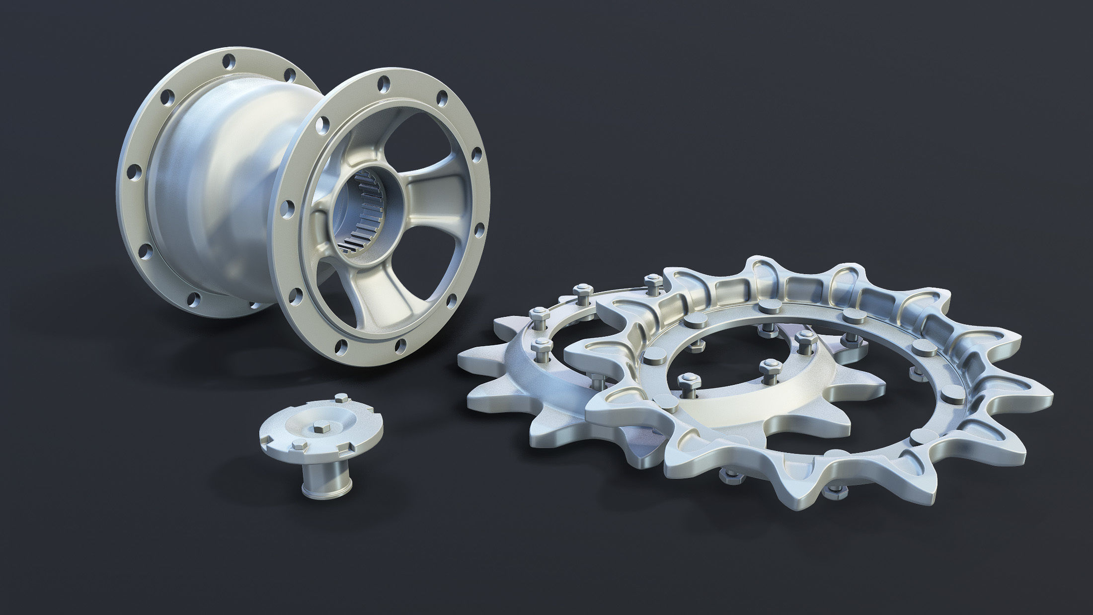 T-55 Tank Wheels Set Low-poly 3D model_17