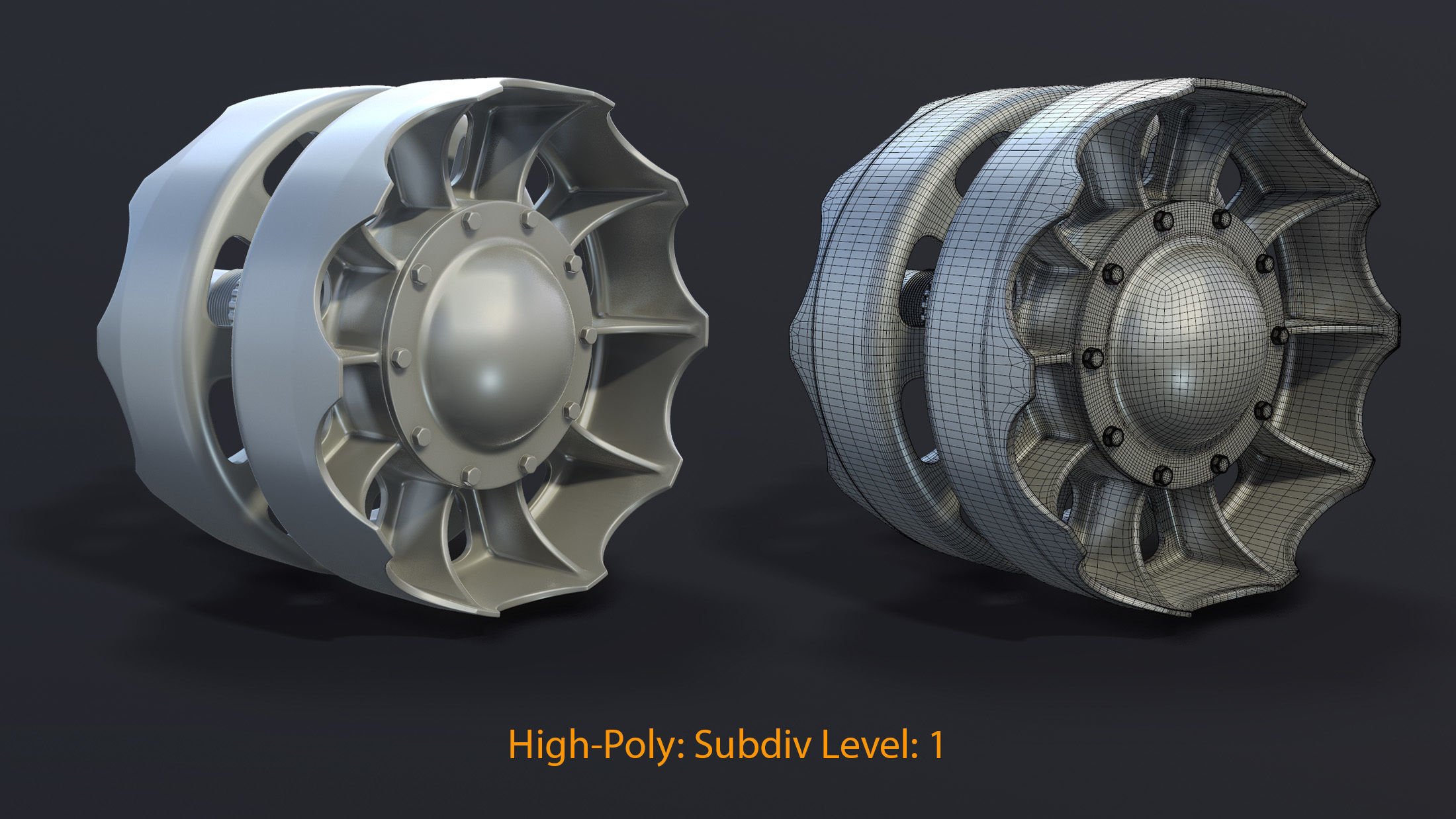 T-55 Tank Wheels Set Low-poly 3D model_25