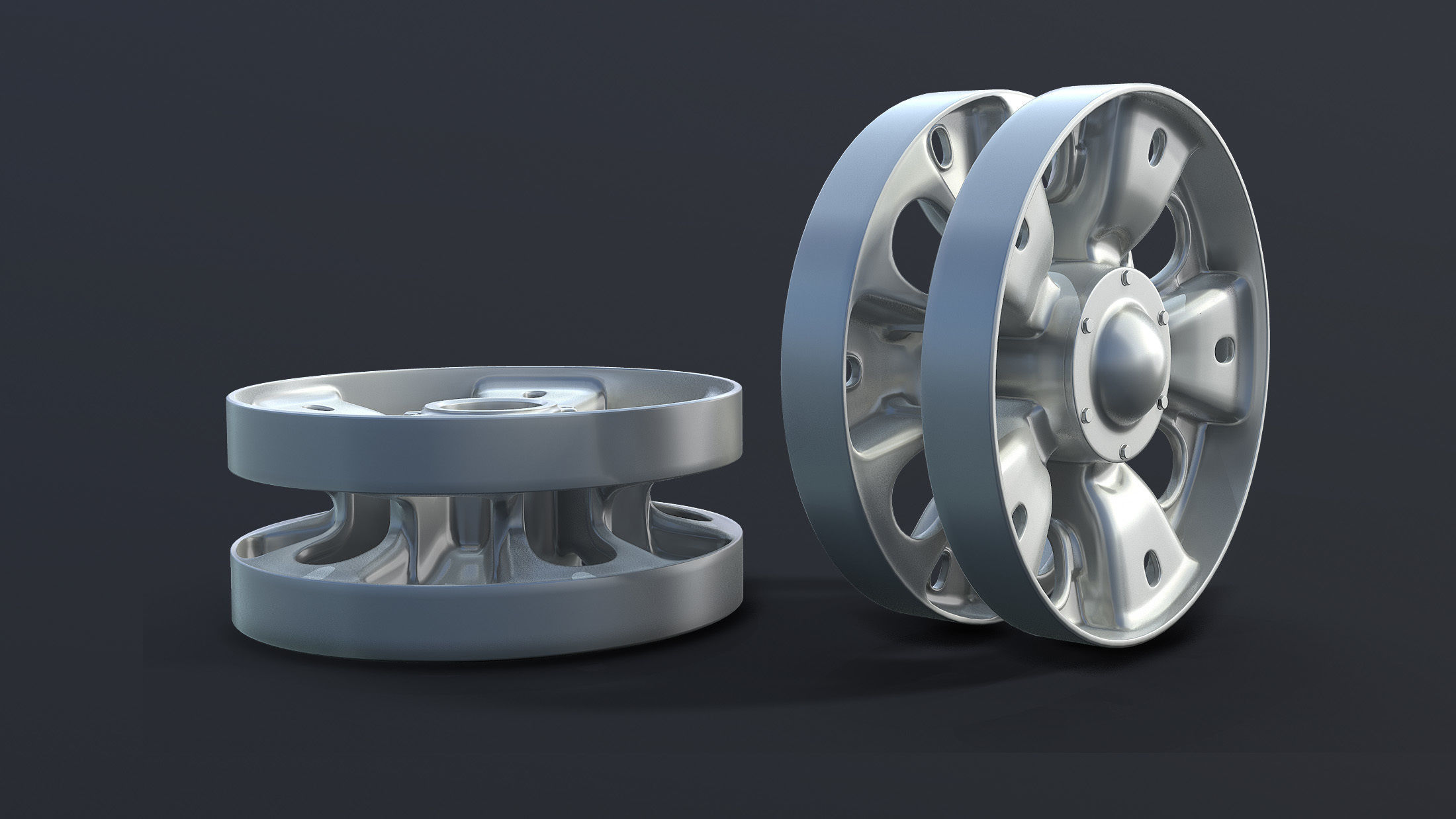 T-55 Tank Wheels Set Low-poly 3D model_6