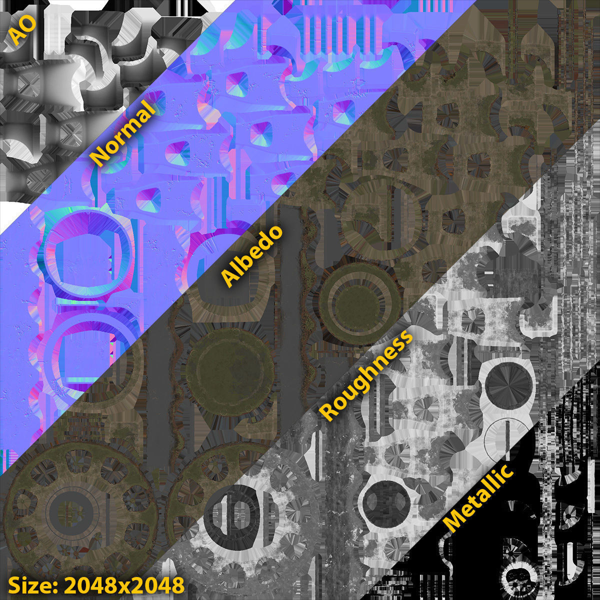 T-55 Tank Wheels Set Low-poly 3D model_28