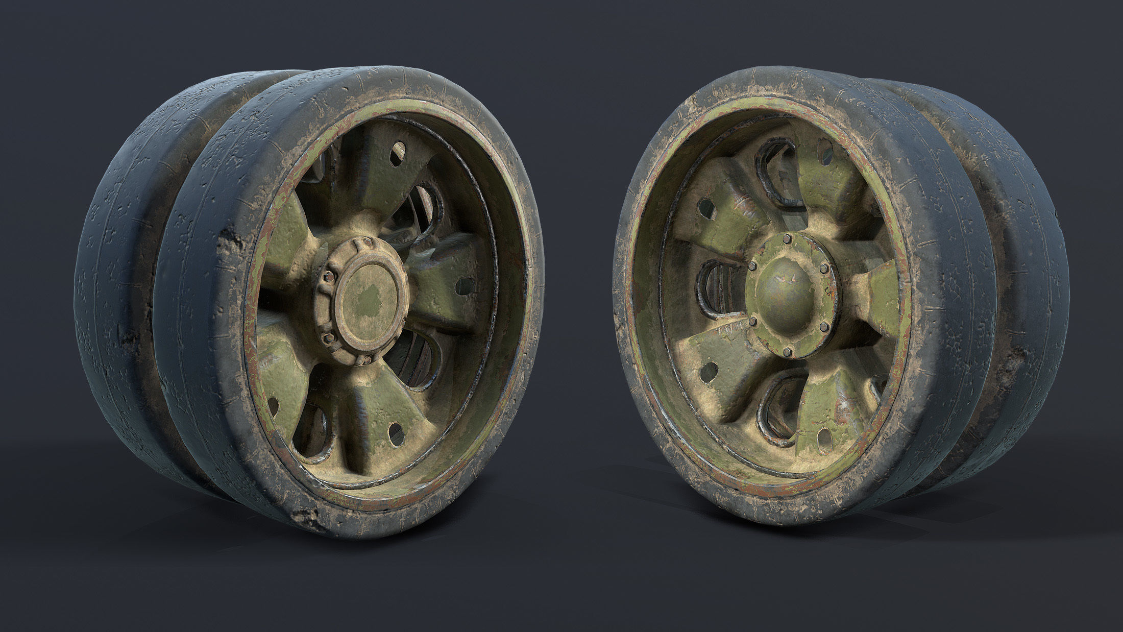 T-55 Tank Wheels Set Low-poly 3D model_3