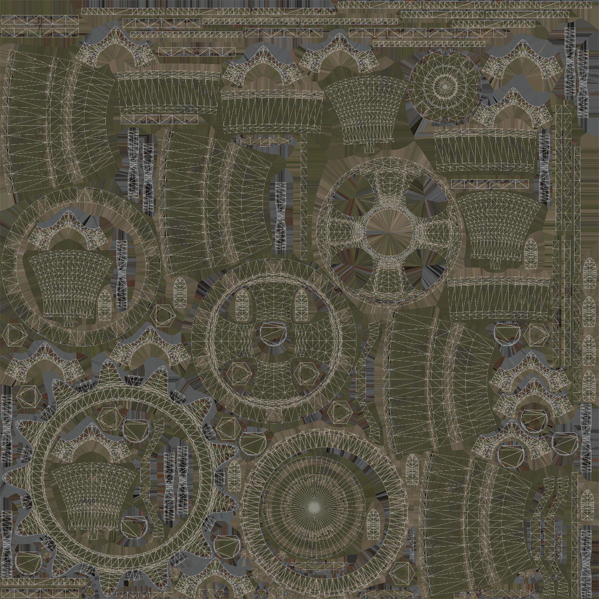 T-55 Tank Wheels Set Low-poly 3D model_21