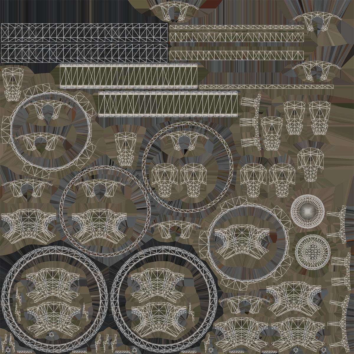 T-55 Tank Wheels Set Low-poly 3D model_9