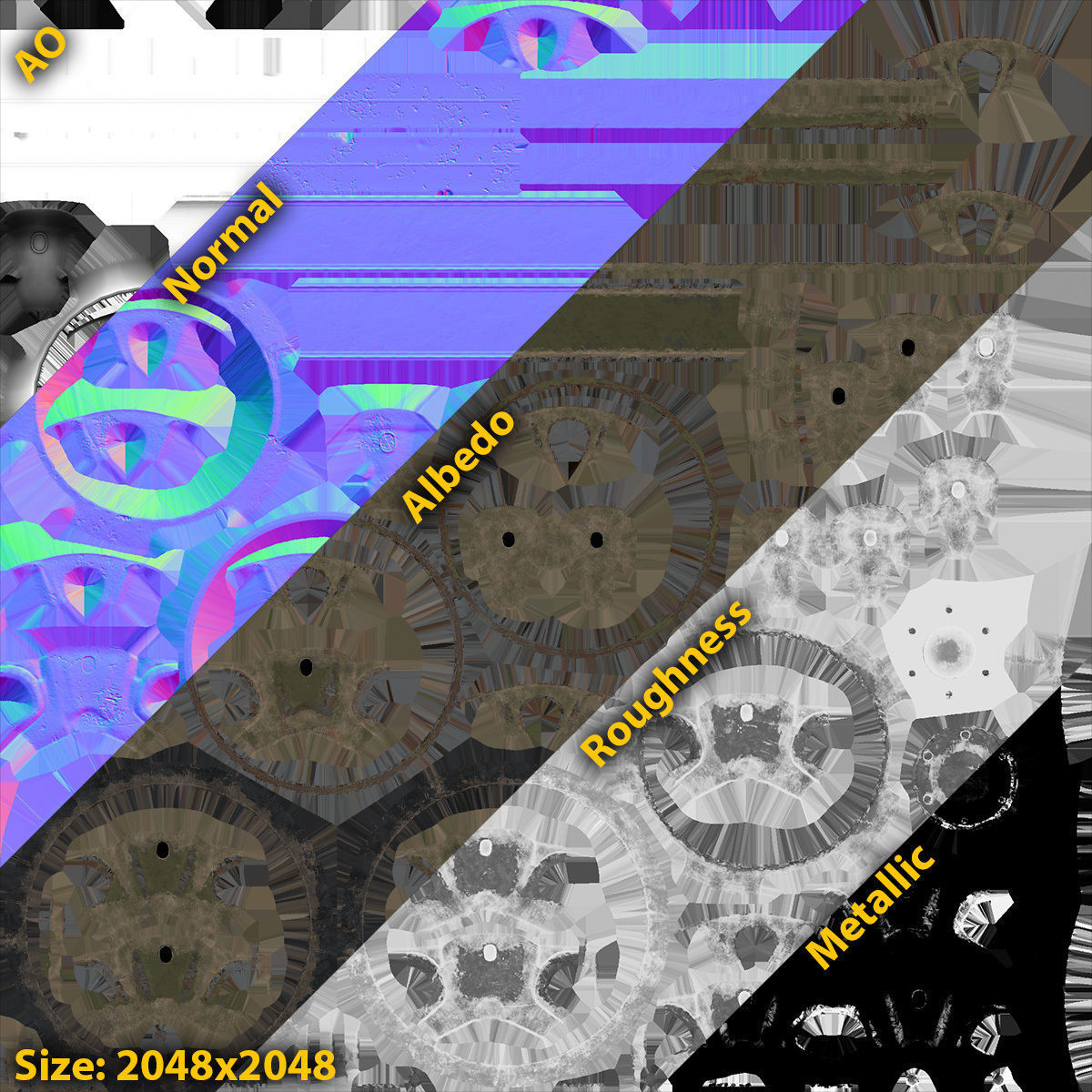 T-55 Tank Wheels Set Low-poly 3D model_10