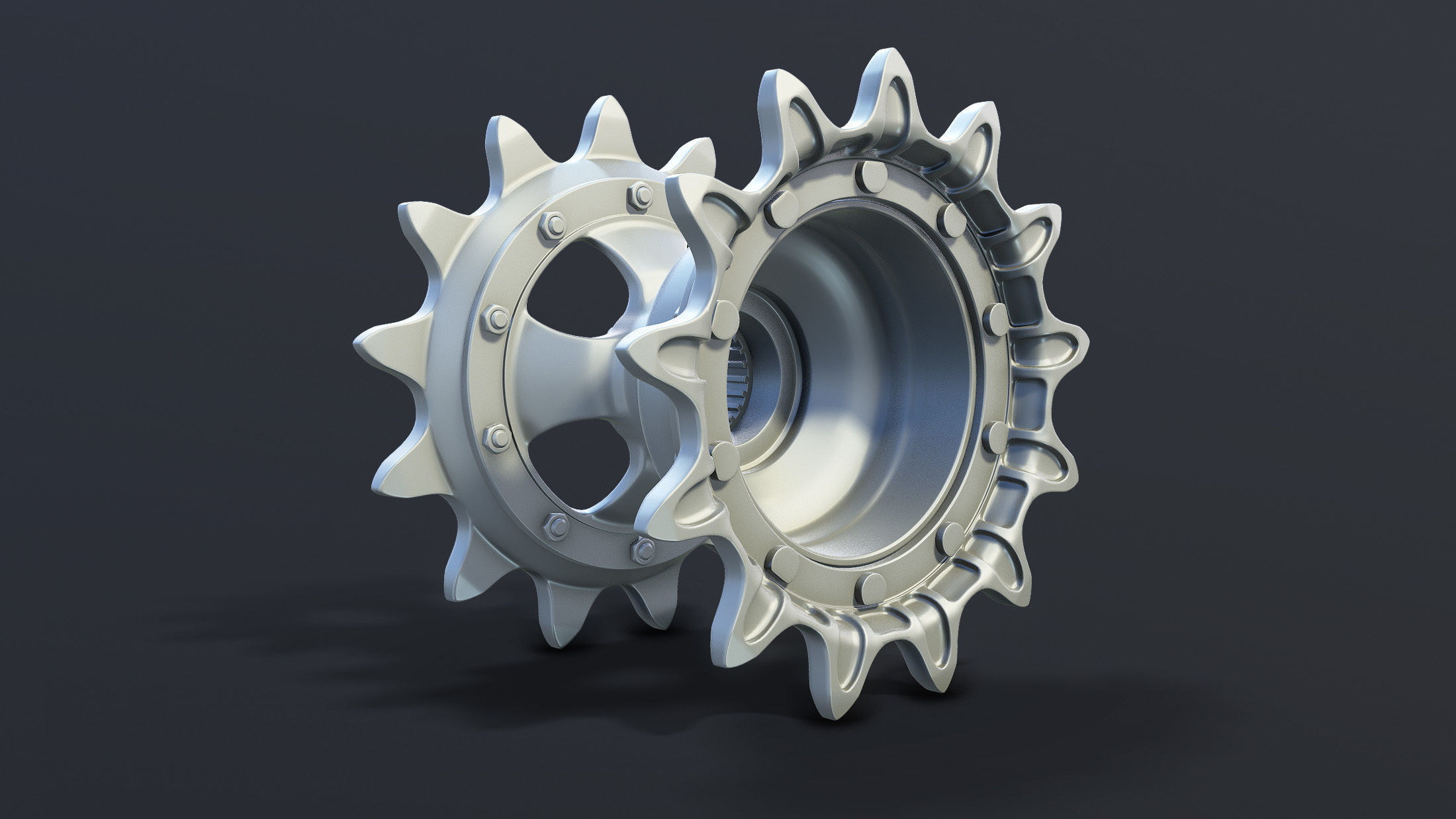 T-55 Tank Wheels Set Low-poly 3D model_16