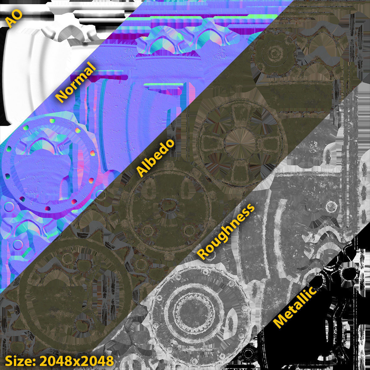 T-55 Tank Wheels Set Low-poly 3D model_20