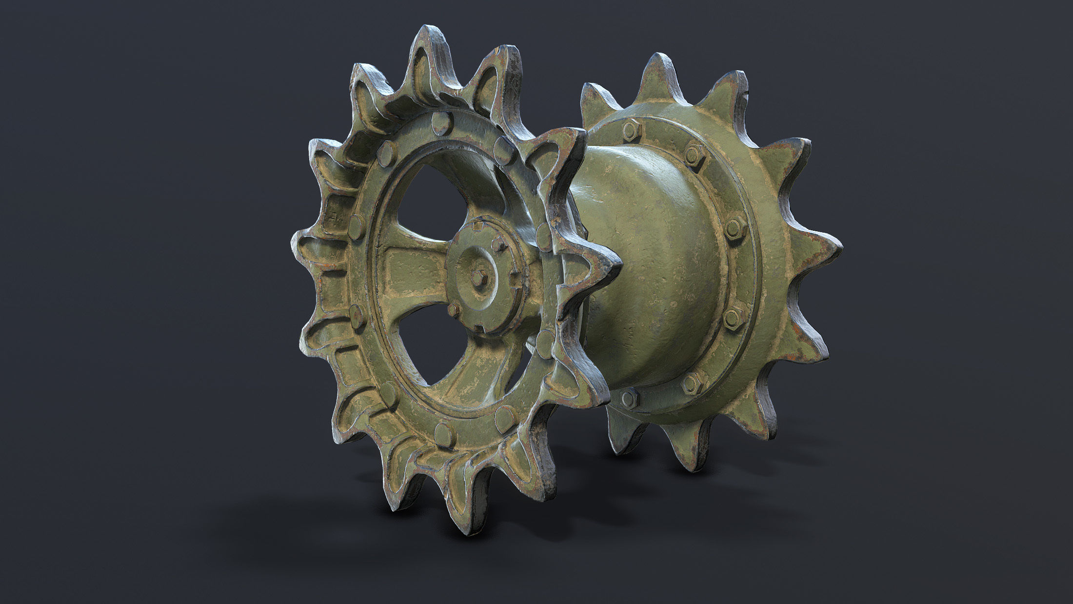 T-55 Tank Wheels Set Low-poly 3D model_12