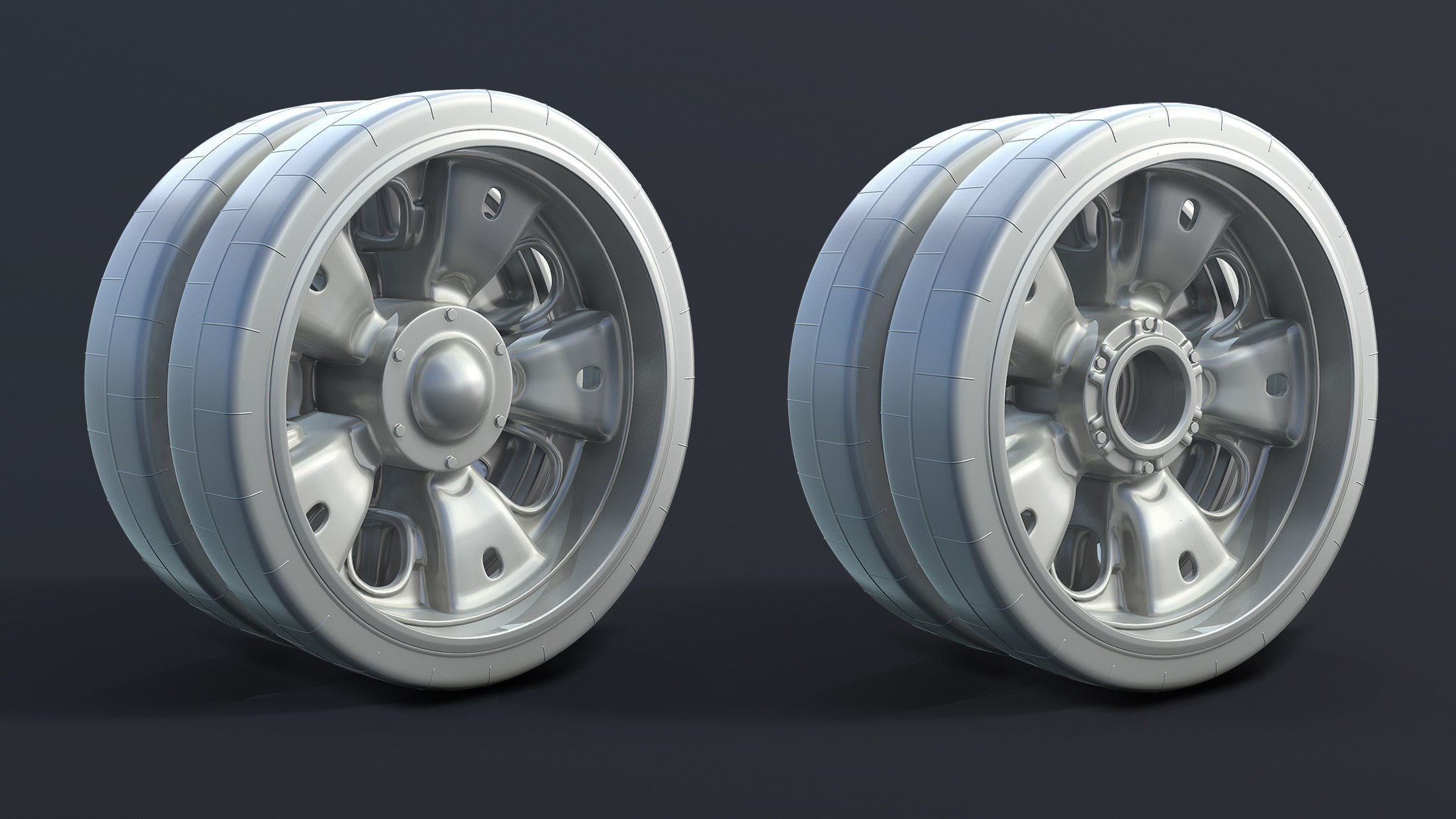 T-55 Tank Wheels Set Low-poly 3D model_5