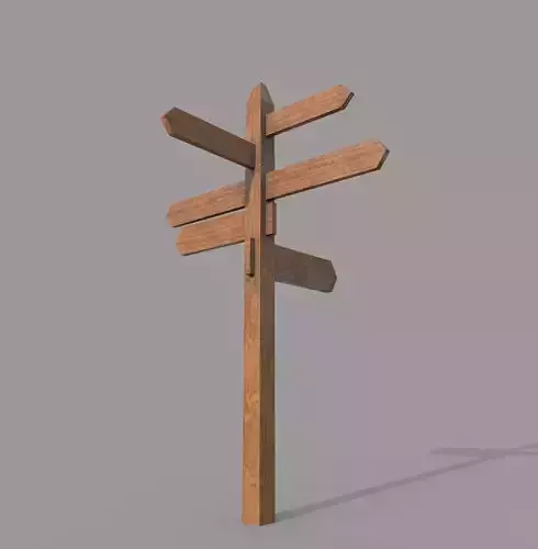 Wooden PBR Signpost Low-poly 3D model