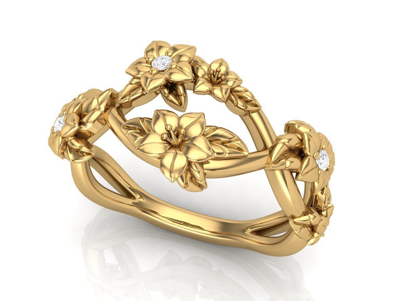 Ring with flowers 3D print model_8