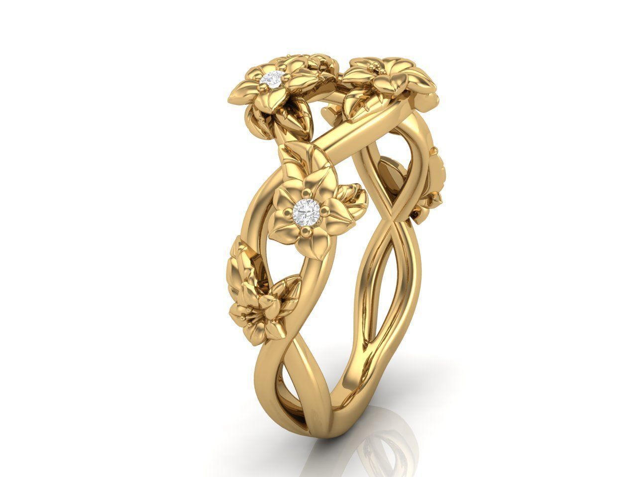 Ring with flowers 3D print model_9