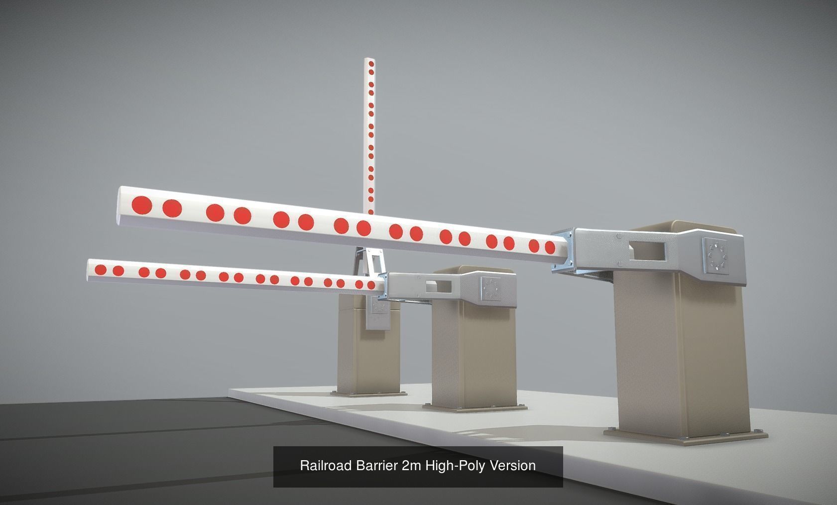 Railroad Barrier 2m High and Low-Poly Version 3D Model Collection_3