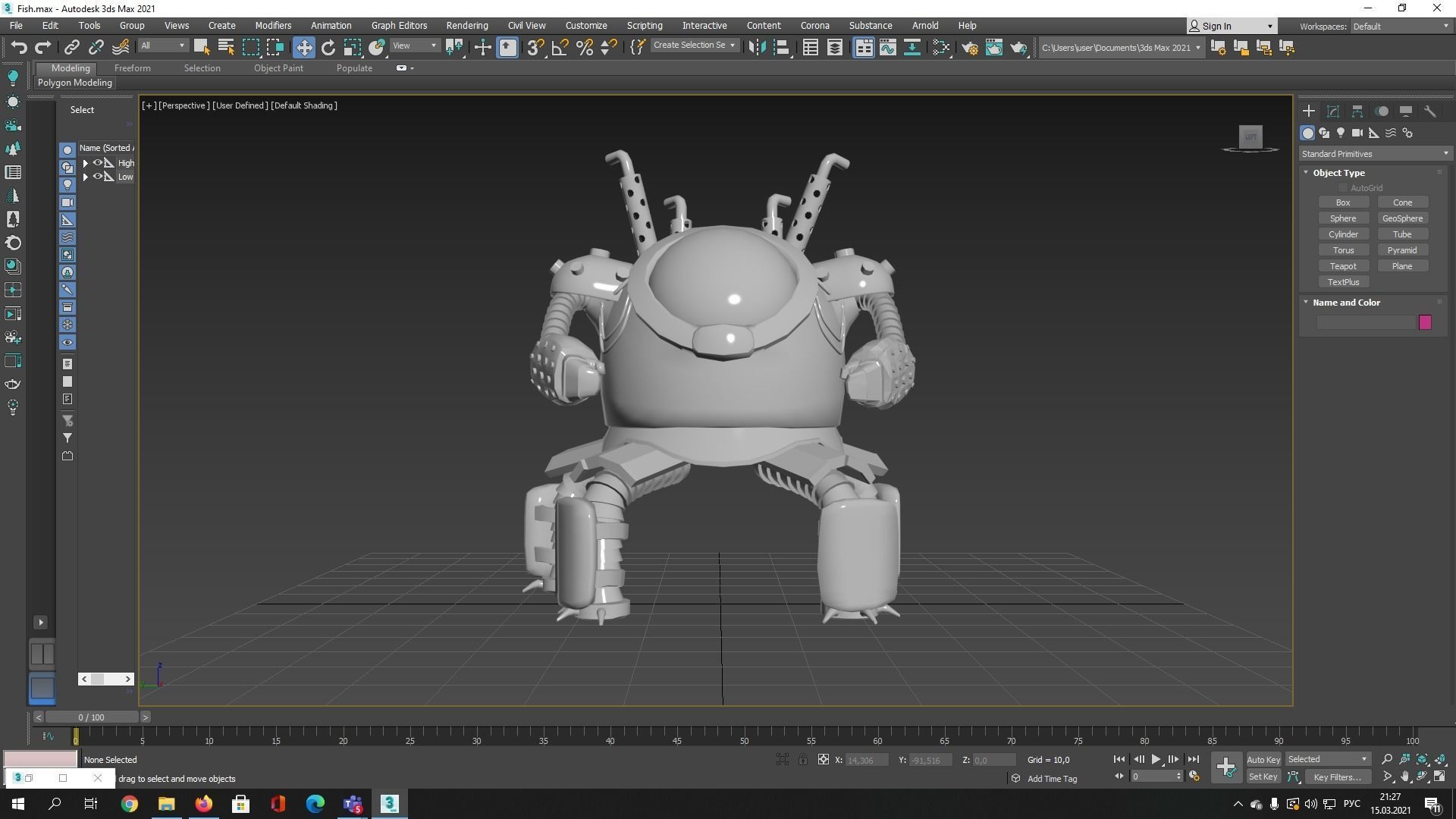 Combat robot  Low-poly 3D model_1