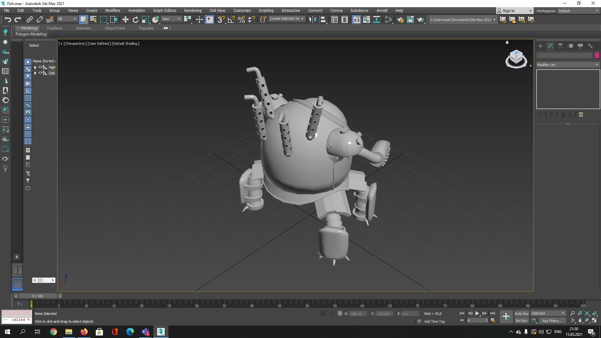 Combat robot  Low-poly 3D model_5