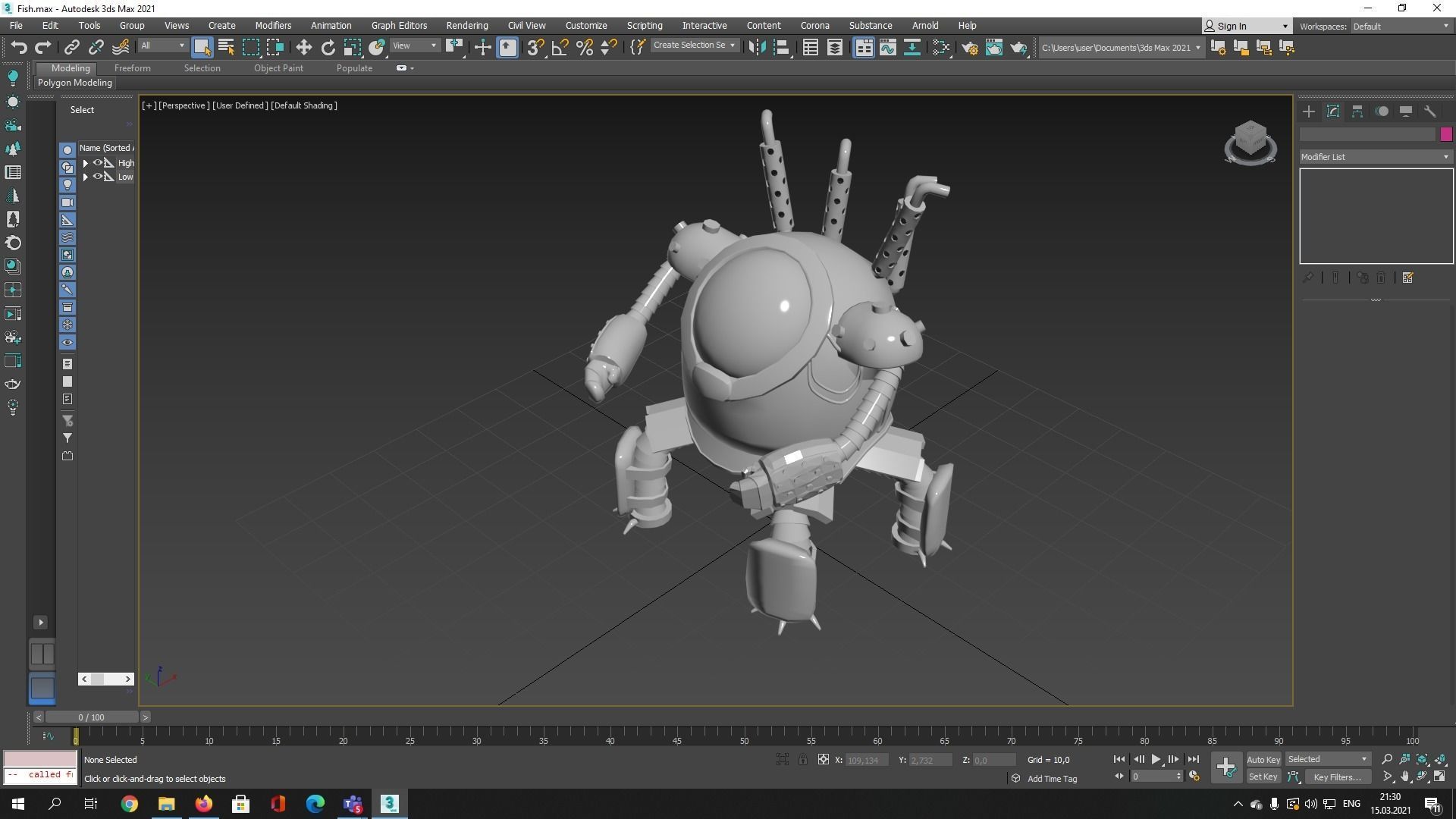 Combat robot  Low-poly 3D model_4