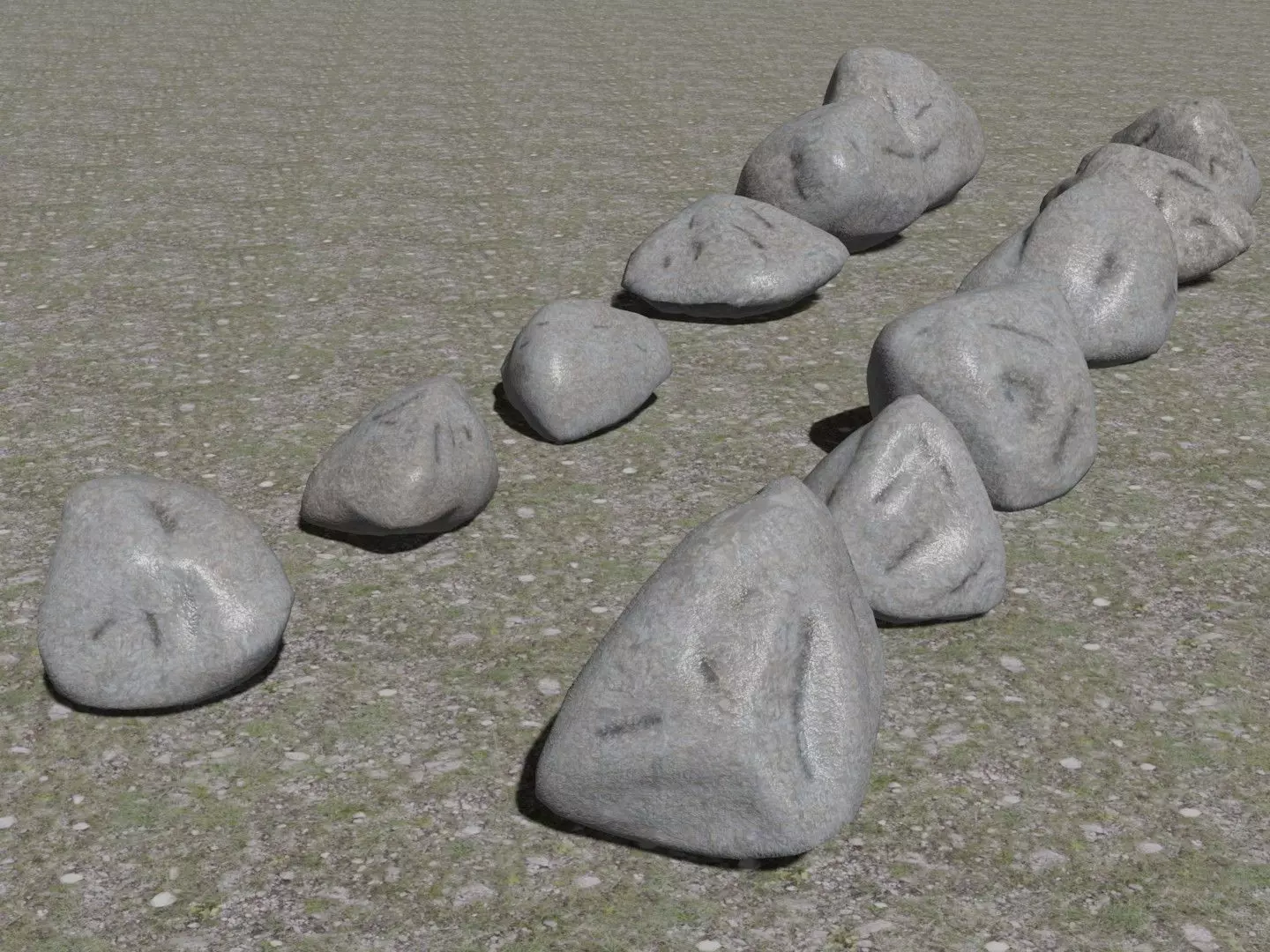 Stones - Game Kitbash Low-poly 3D model_0