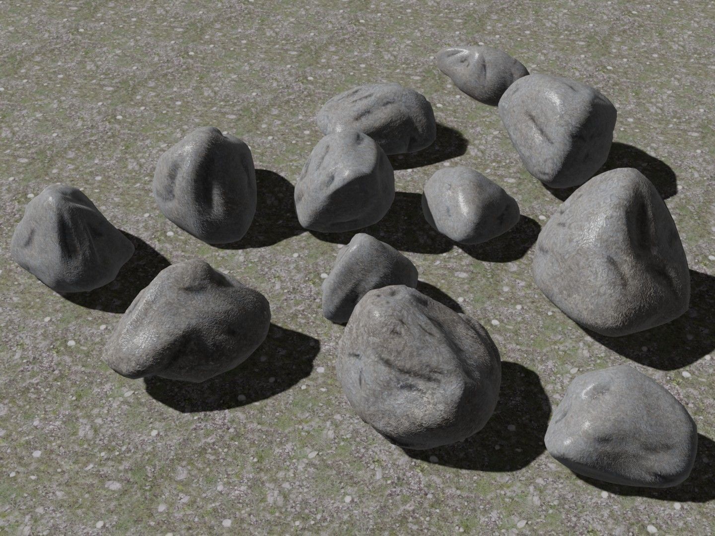 Stones - Game Kitbash Low-poly 3D model_4