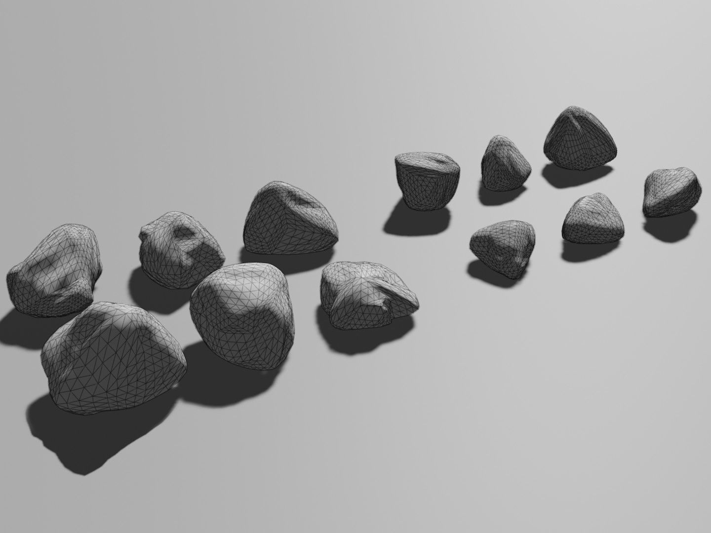 Stones - Game Kitbash Low-poly 3D model_11