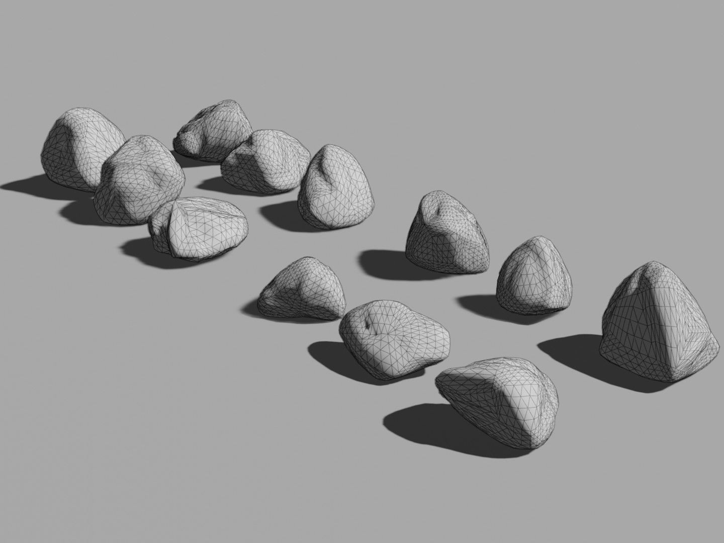 Stones - Game Kitbash Low-poly 3D model_10