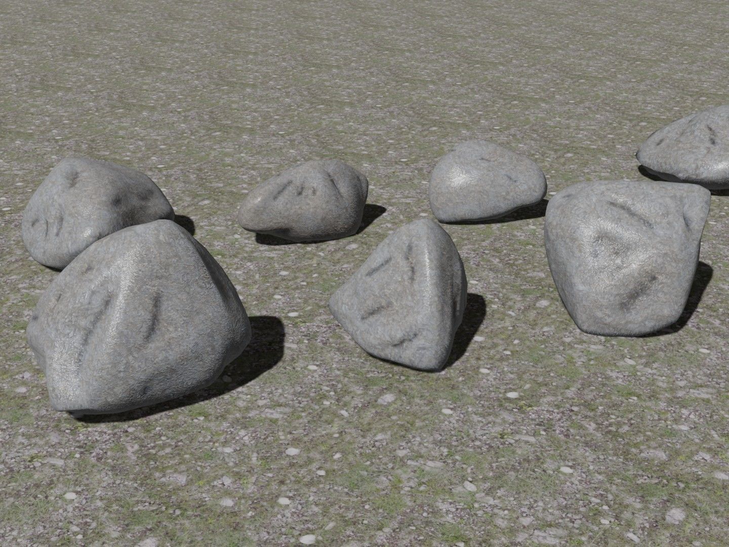 Stones - Game Kitbash Low-poly 3D model_1