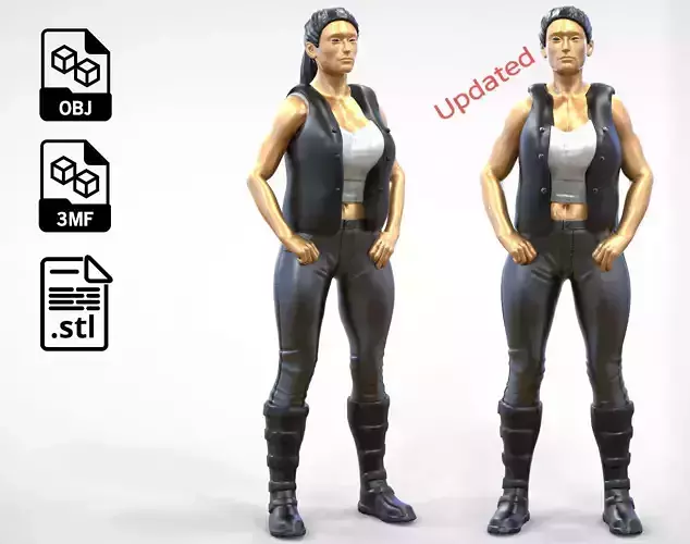 N5 Outlaw Woman Biker Standing 3D print model