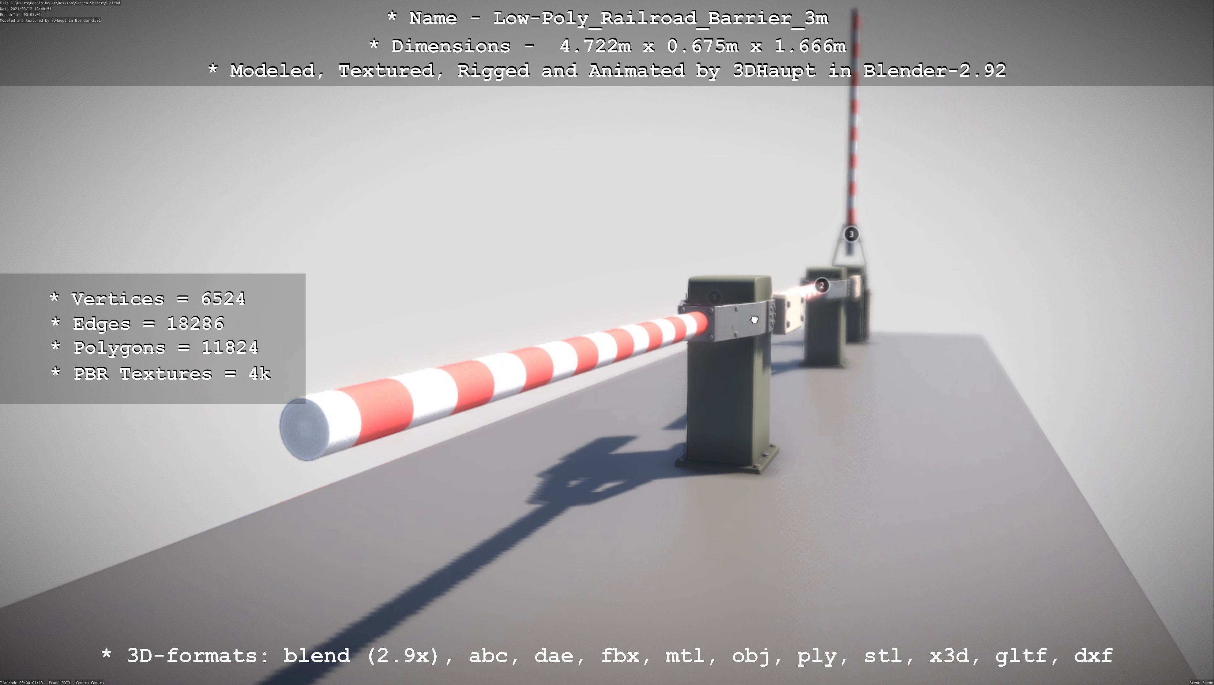Railroad Barrier 3m High and Low-Poly 3D Model Collection_27