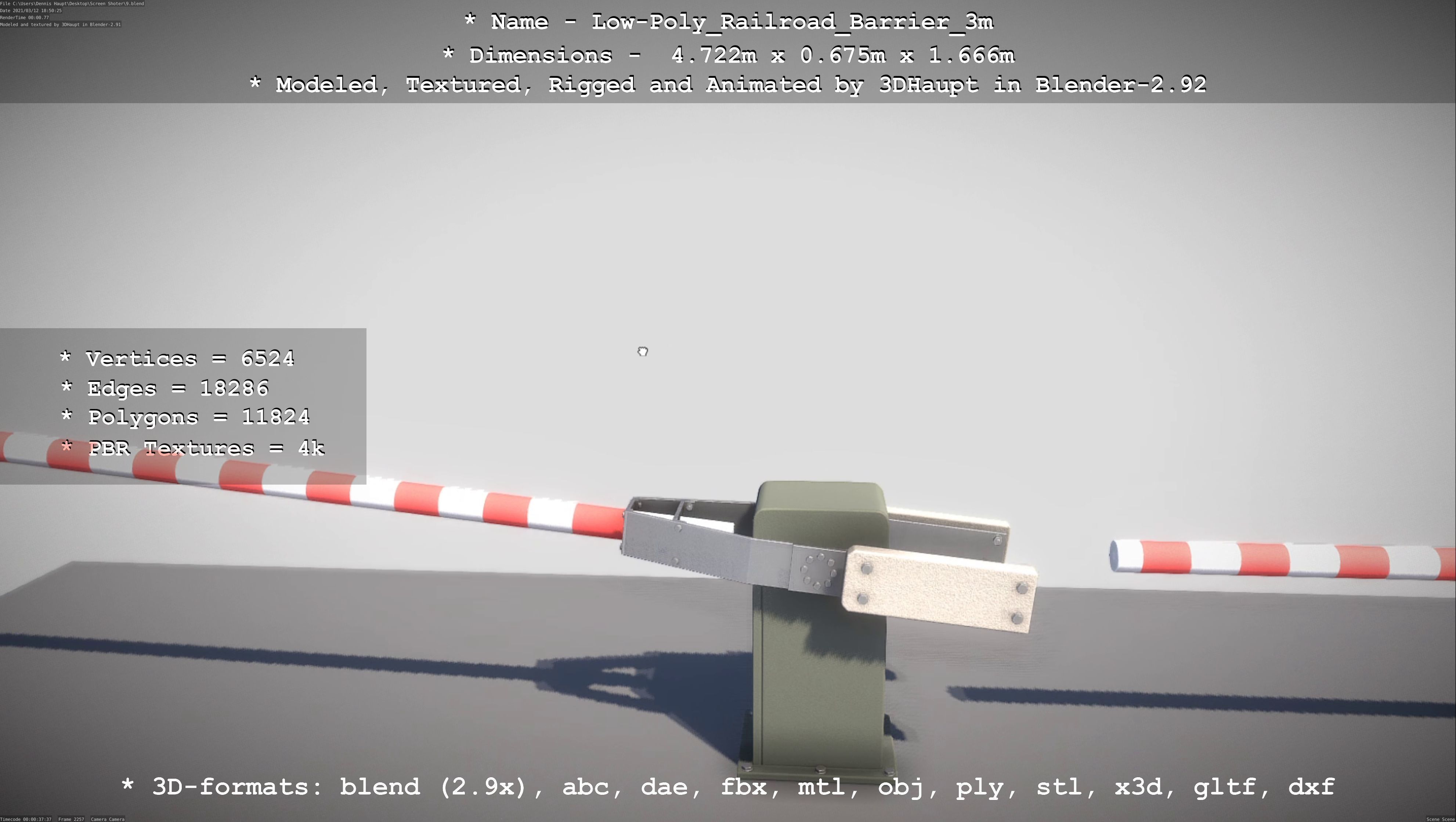 Railroad Barrier 3m High and Low-Poly 3D Model Collection_26