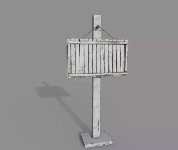 Wooden PBR White Signpost Low-poly 3D model