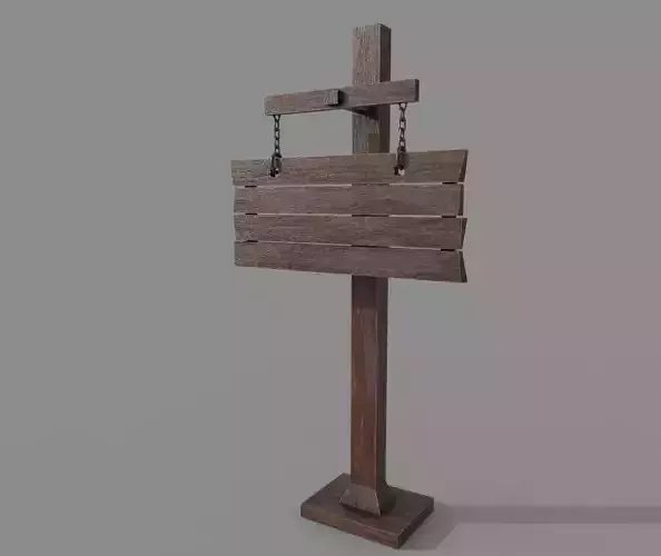 Wooden Western Signboard Low-poly 3D model