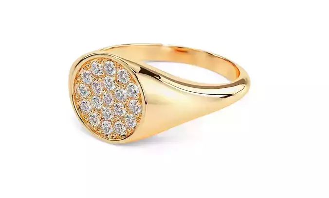 geometric shape gold ring with diamonds 3D print model