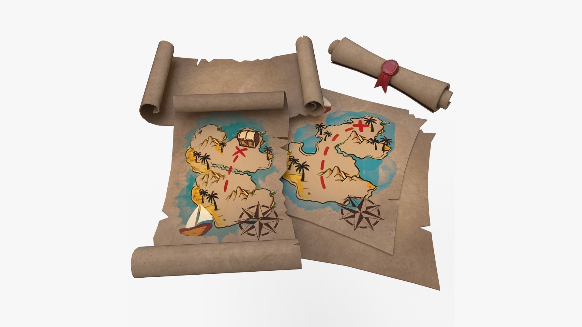 Treasure Map  Low-poly 3D model_8