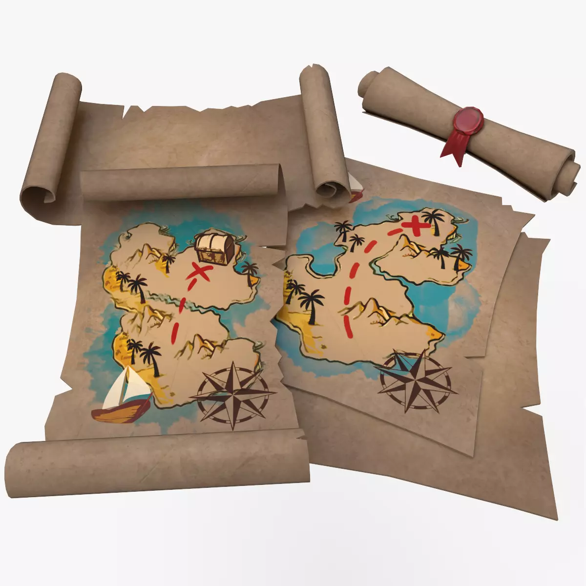 Treasure Map  Low-poly 3D model_0