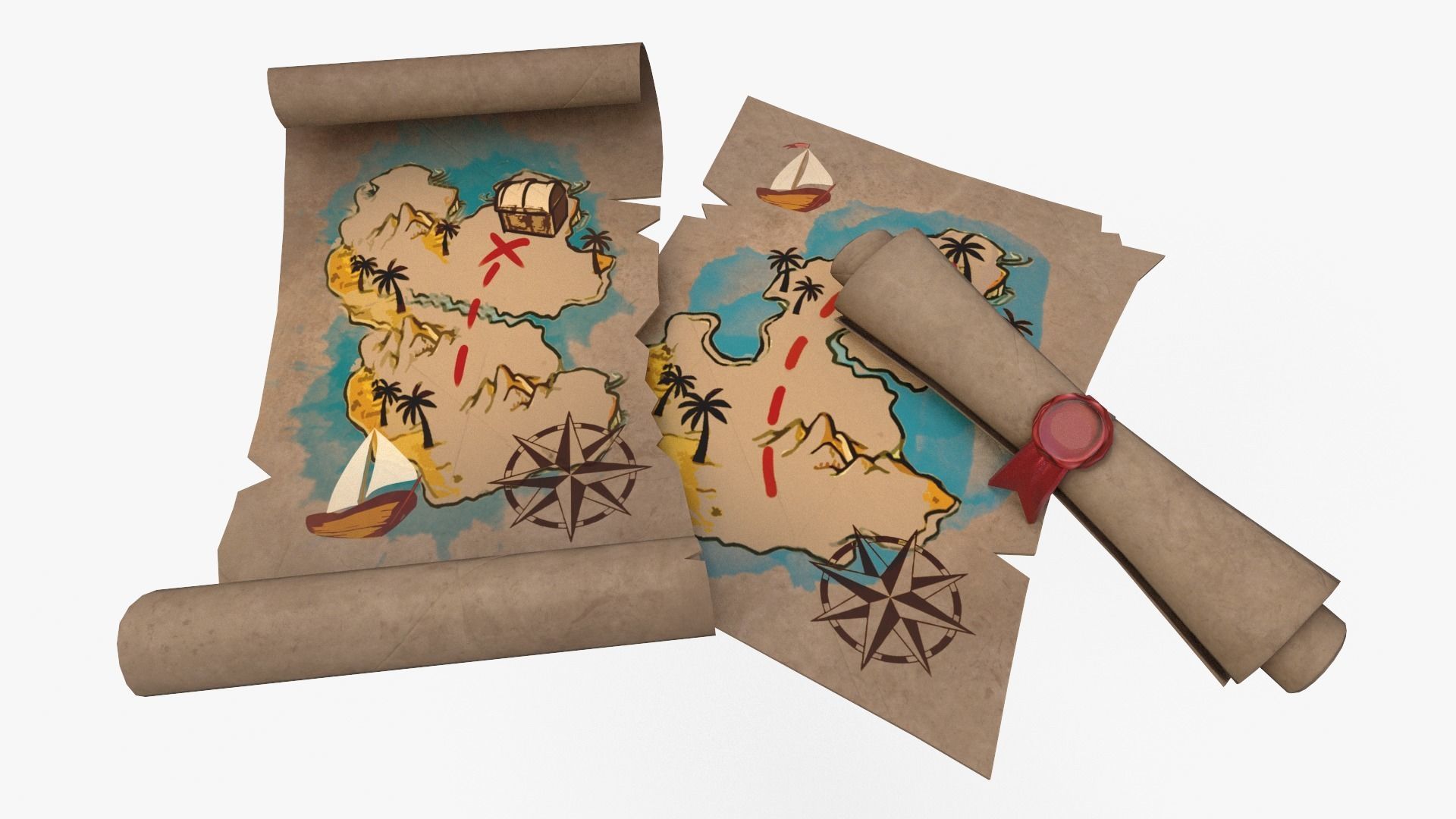 Treasure Map  Low-poly 3D model_1