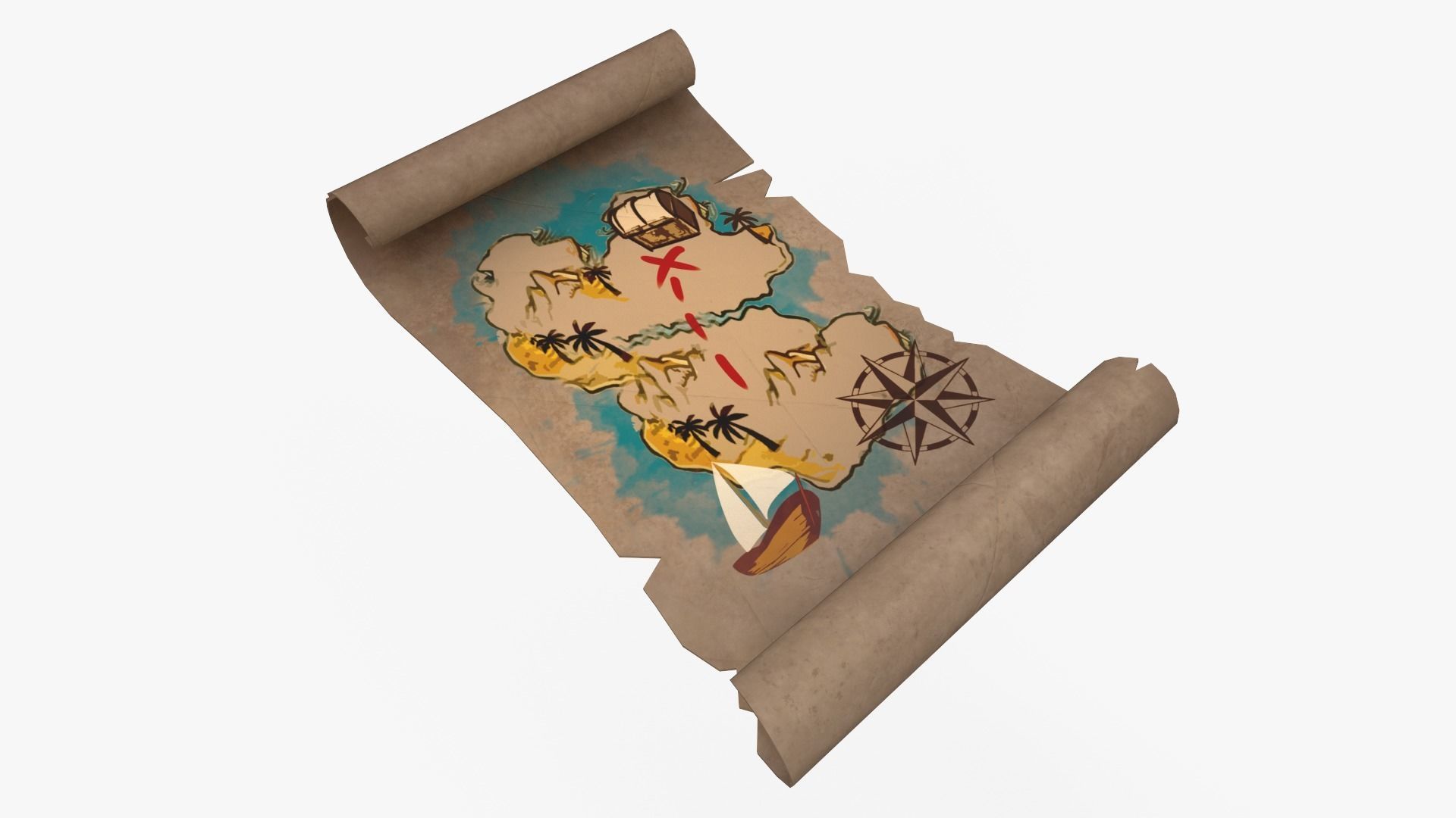 Treasure Map  Low-poly 3D model_3