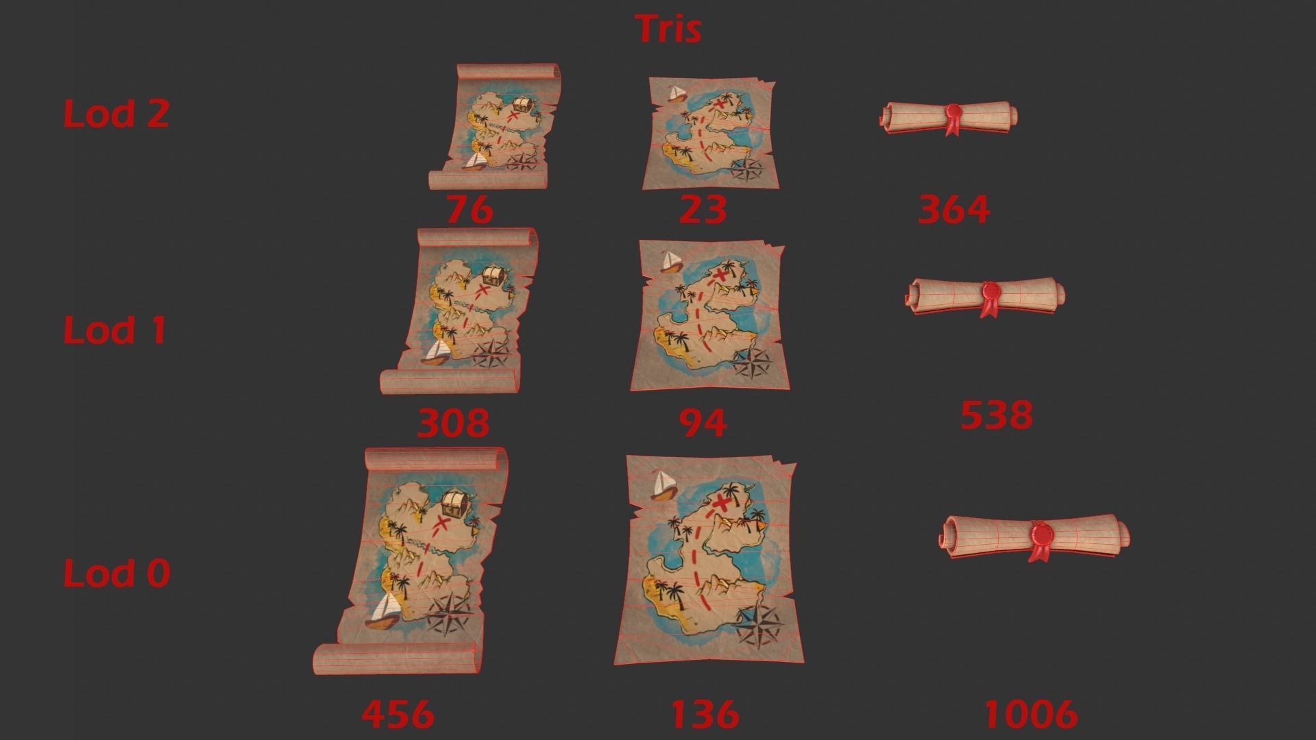 Treasure Map  Low-poly 3D model_11