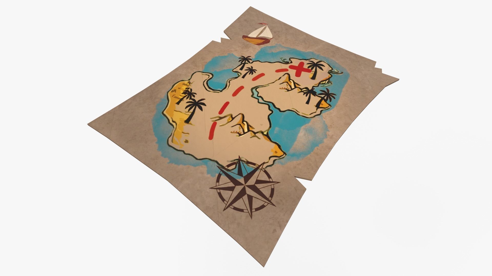 Treasure Map  Low-poly 3D model_5