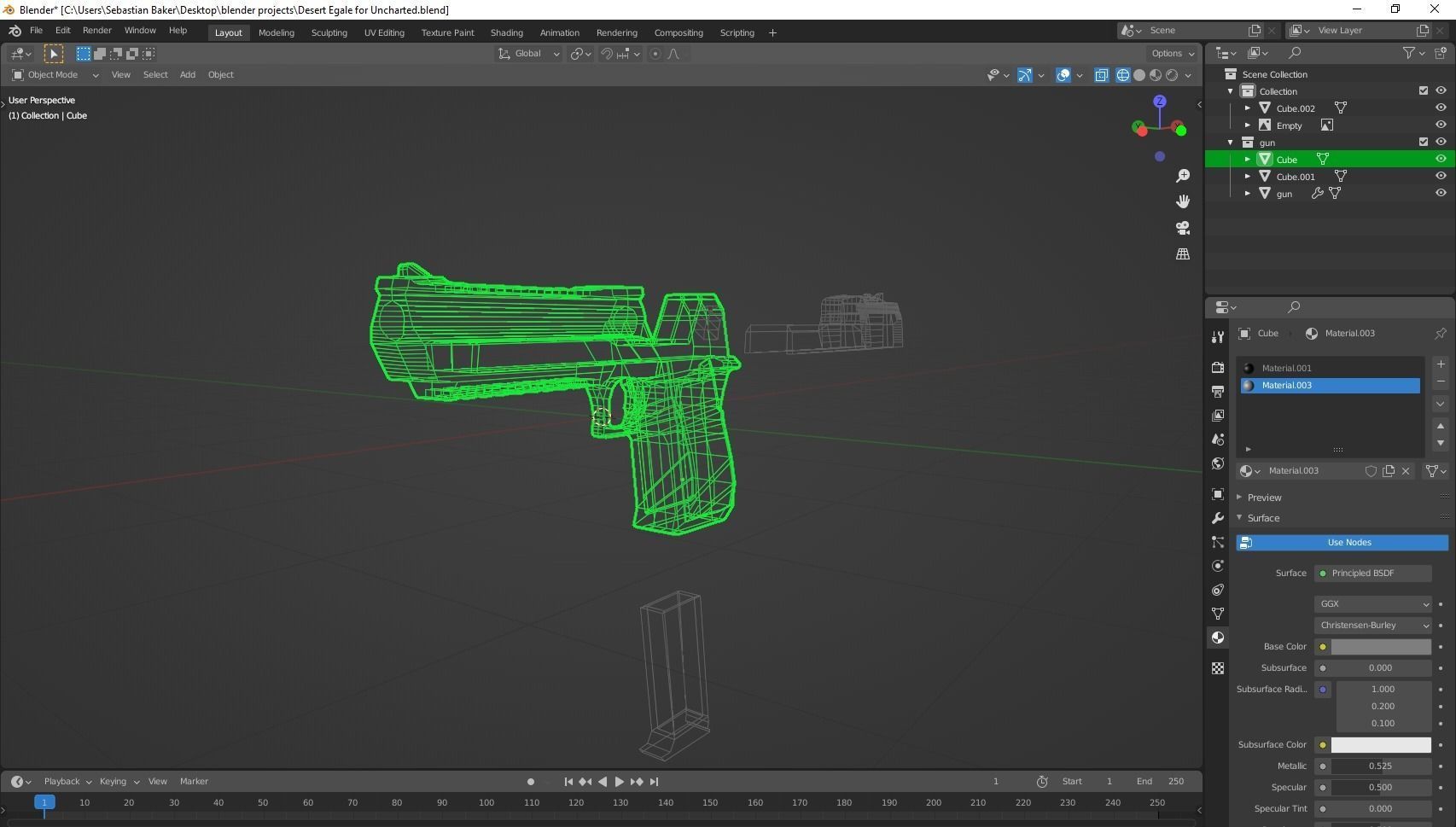 Low-poly Desert Eagle  Low-poly 3D model_8