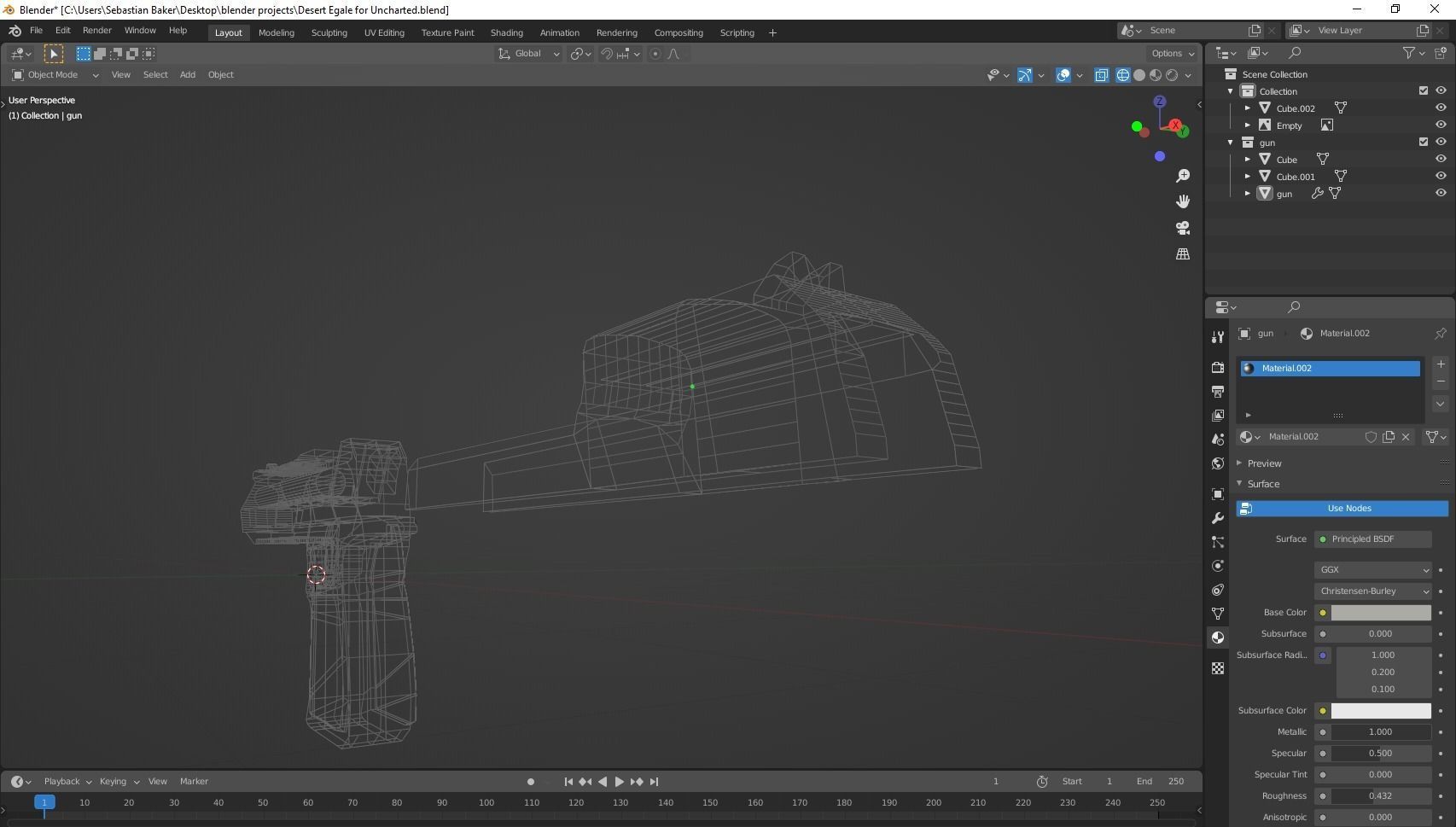 Low-poly Desert Eagle  Low-poly 3D model_7