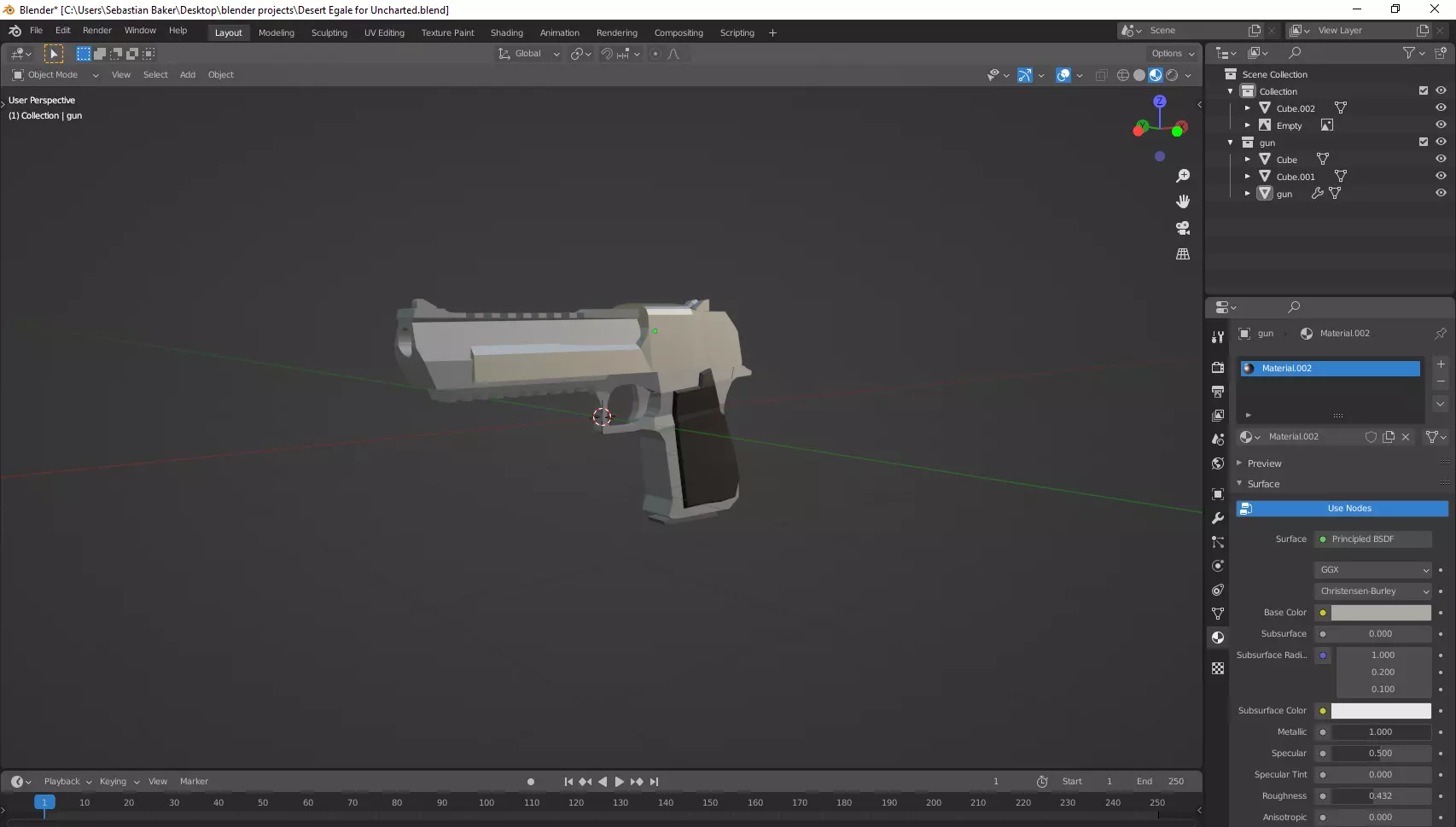 Low-poly Desert Eagle  Low-poly 3D model_0