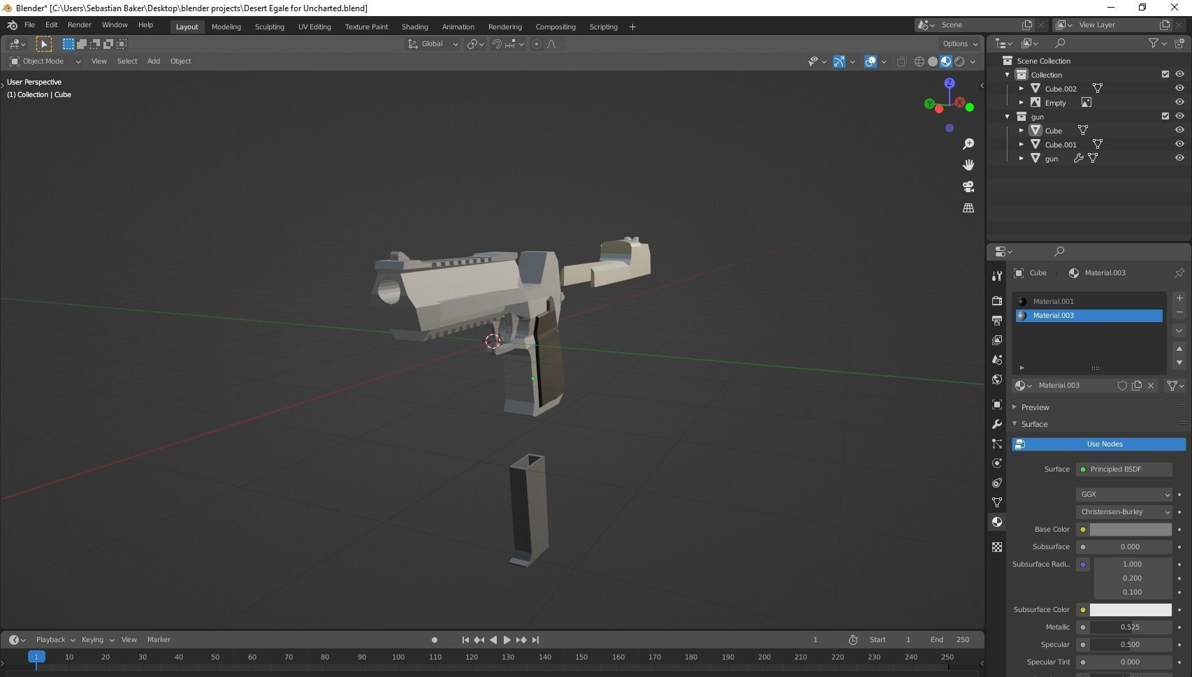 Low-poly Desert Eagle  Low-poly 3D model_9