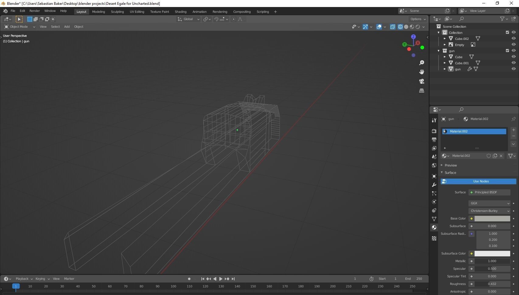 Low-poly Desert Eagle  Low-poly 3D model_6