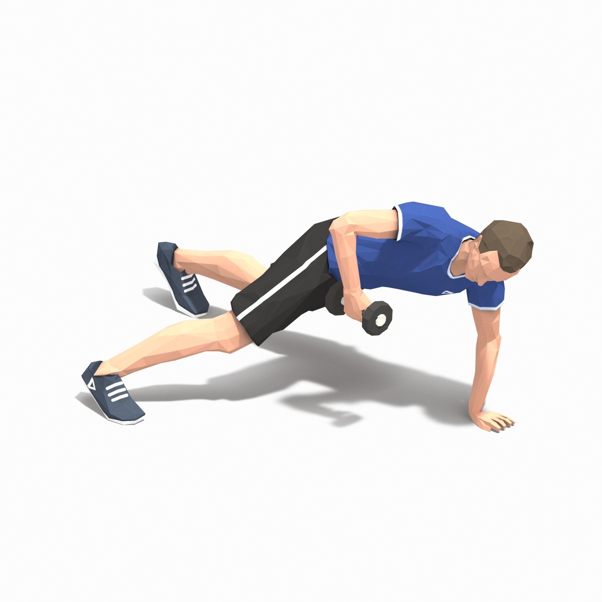 Archer Row  Exercise Man Animation Low-poly 3D model_4