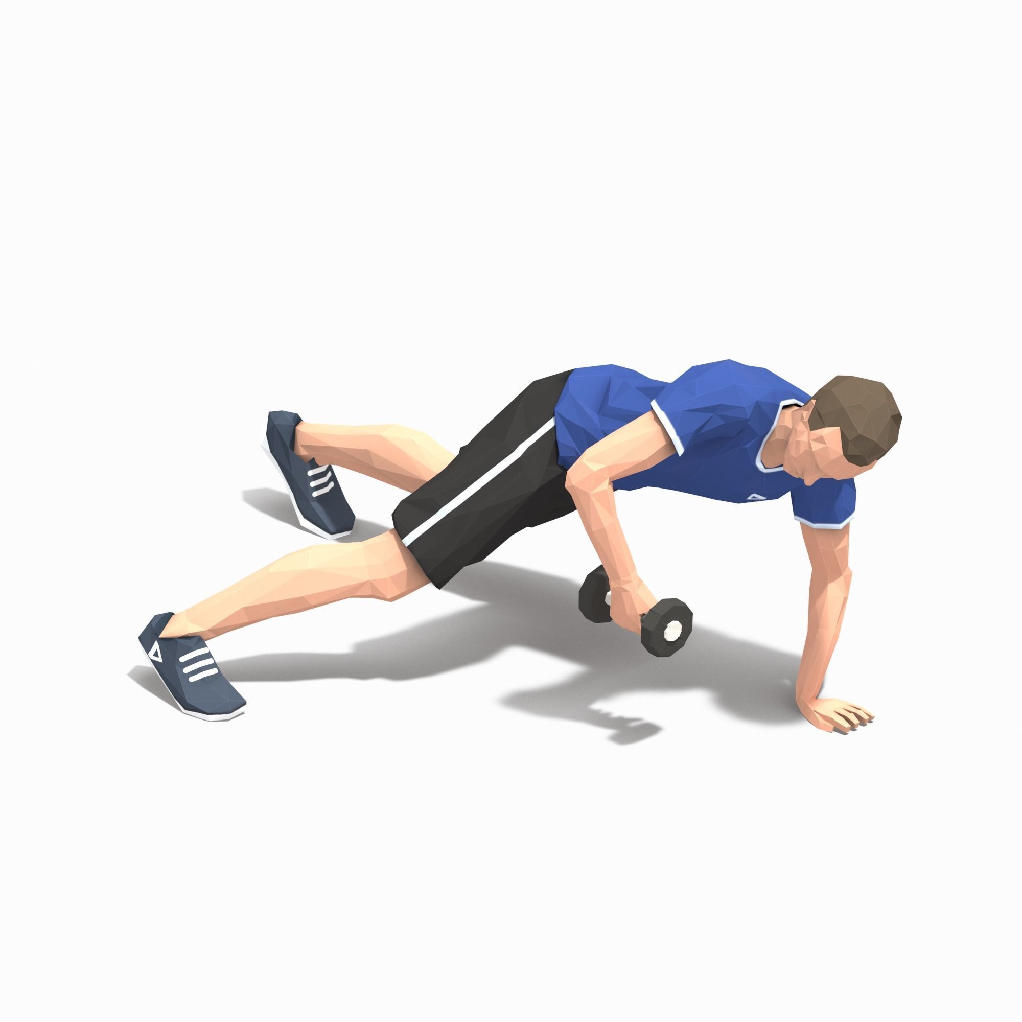 Archer Row  Exercise Man Animation Low-poly 3D model_5