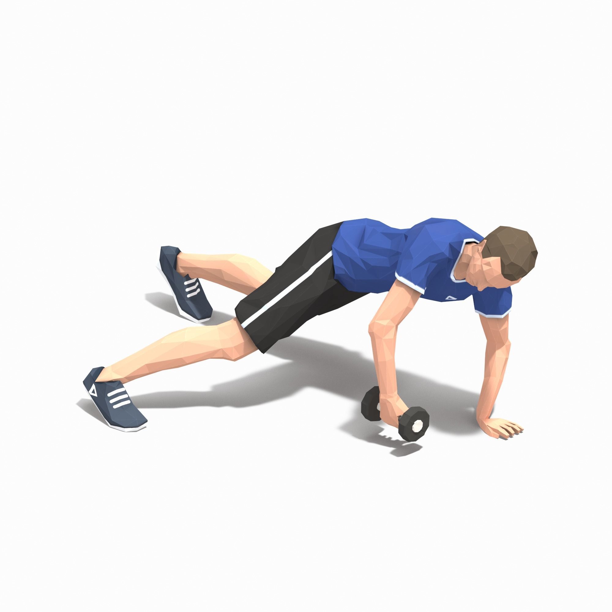 Archer Row  Exercise Man Animation Low-poly 3D model_6