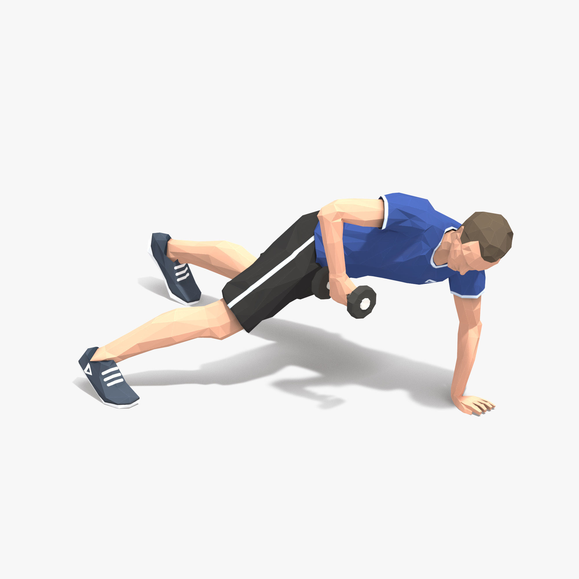 Archer Row  Exercise Man Animation Low-poly 3D model_3