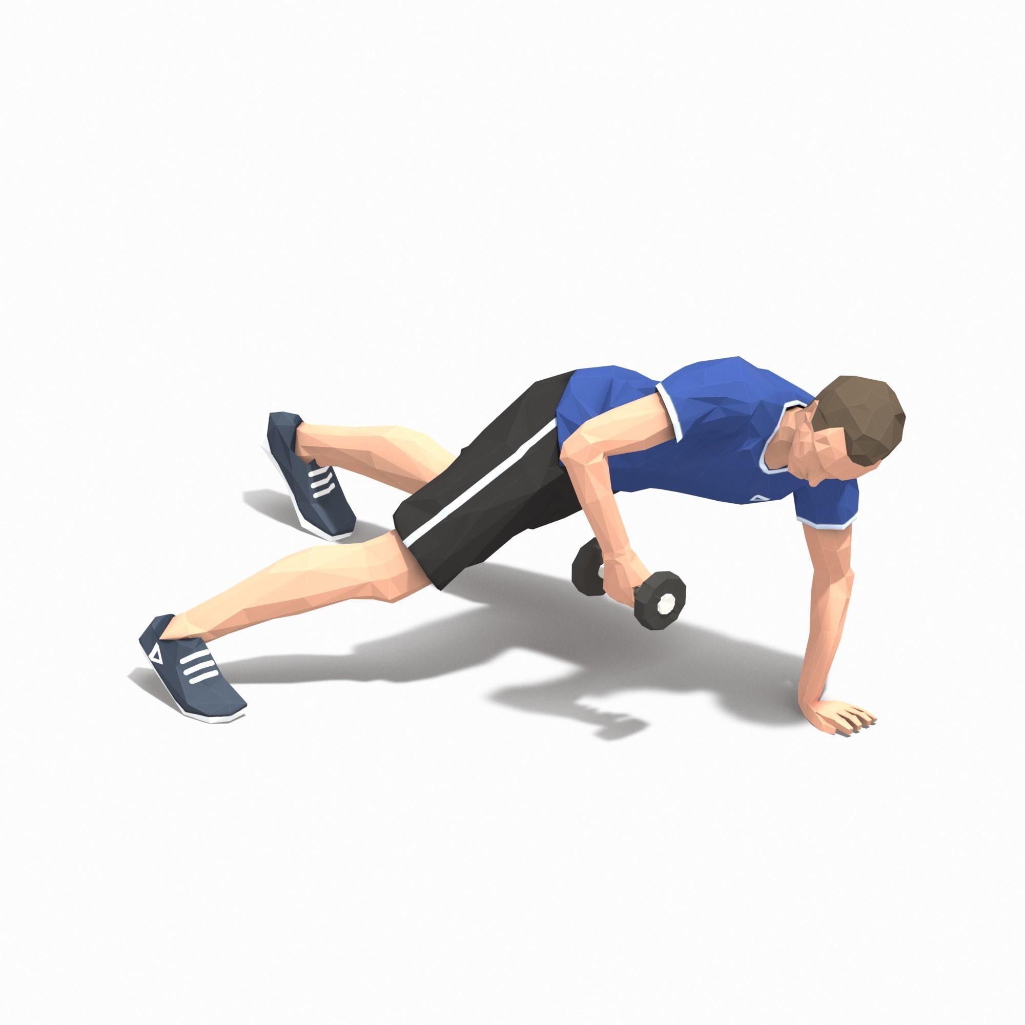 Archer Row  Exercise Man Animation Low-poly 3D model_2