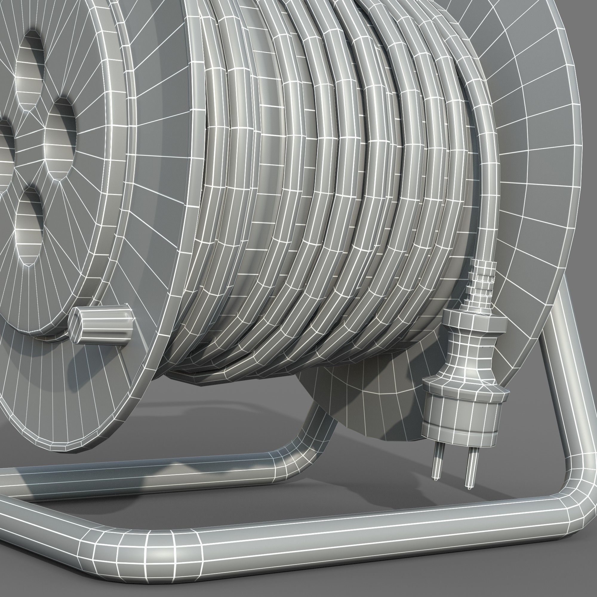 Open Cable Reel - Extension Cord Low-poly 3D model_8
