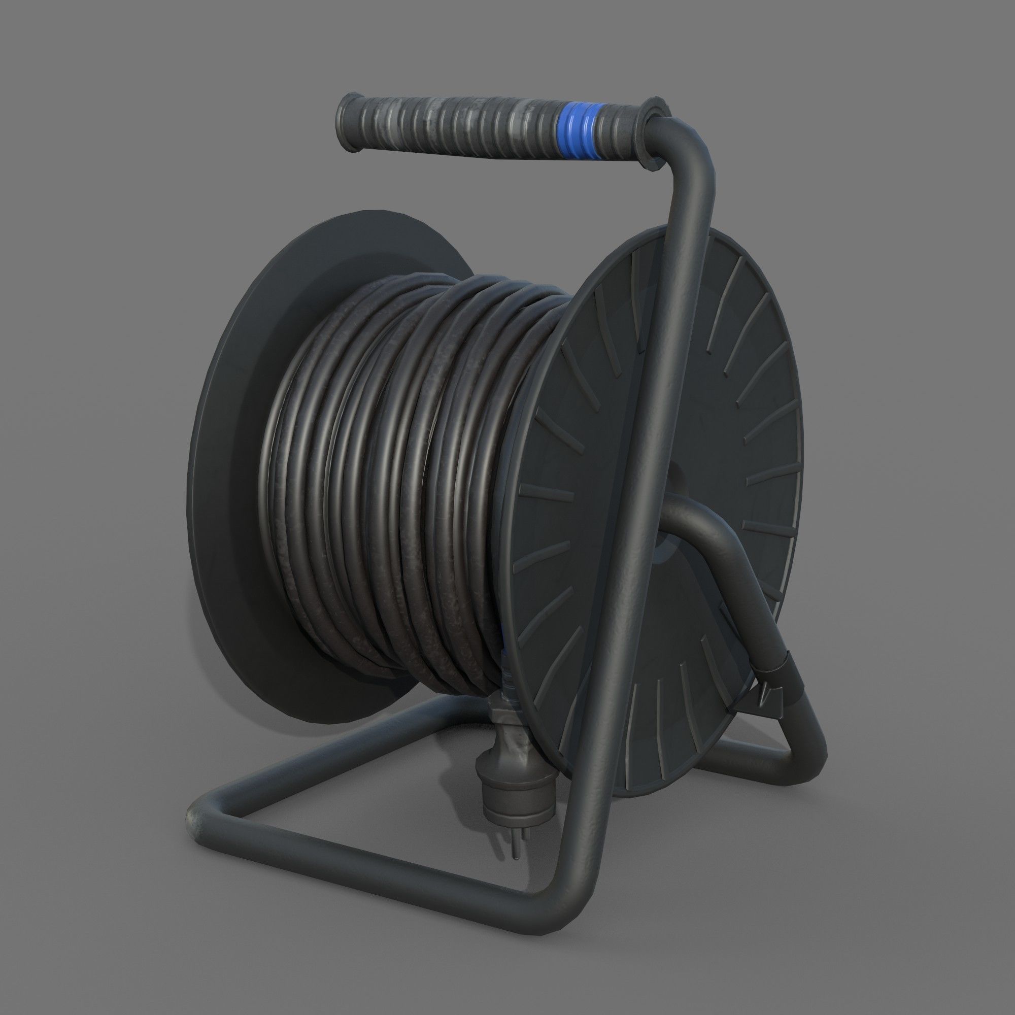 Open Cable Reel - Extension Cord Low-poly 3D model_5