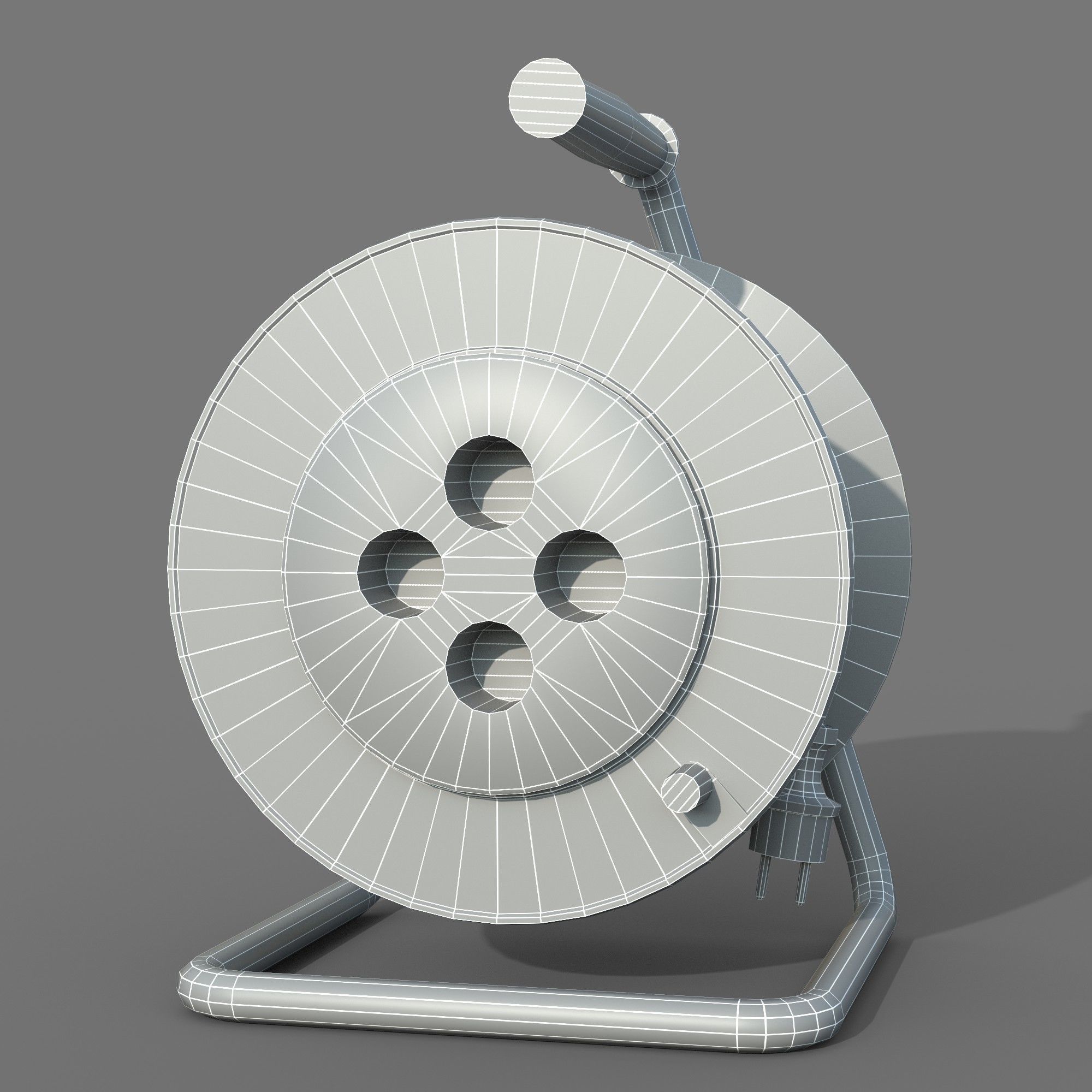 Open Cable Reel - Extension Cord Low-poly 3D model_7